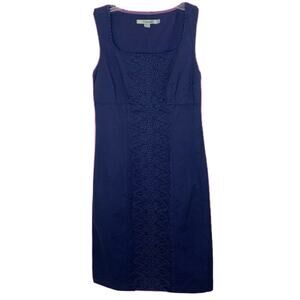 Boden Navy Cotton Empire Shift Dress Lace Front  Detail‎ Sleeveless  Sz2